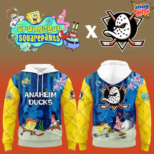 Personalized Anaheim Ducks x SpongeBob SquarePants Night Hoodie