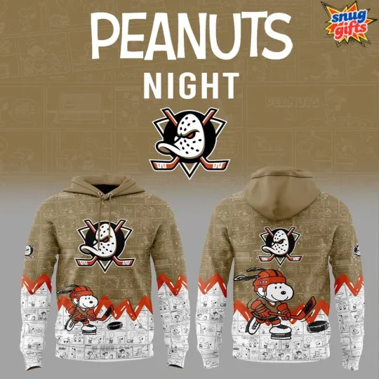 Personalize Anaheim Ducks Anniversary of Peanus Hoodie