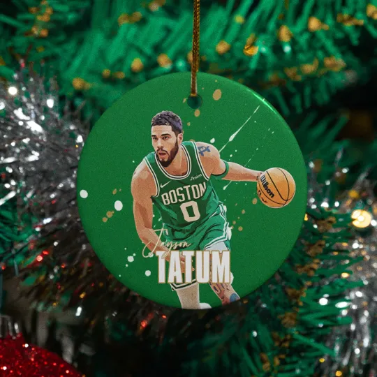 Jayson Tatum #0 Fans Ceramic Christmas Ornament - Boston Tribute Keepsake Xmas