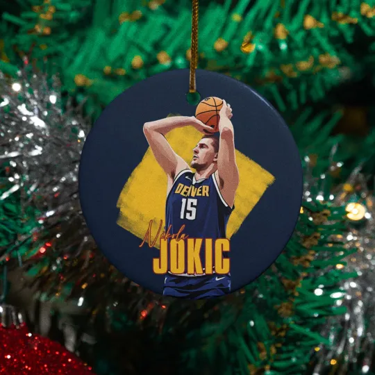 Discover Nikola Jokic #15 Fans Ceramic Christmas Ornament - Denver Tribute Keepsake Xmas