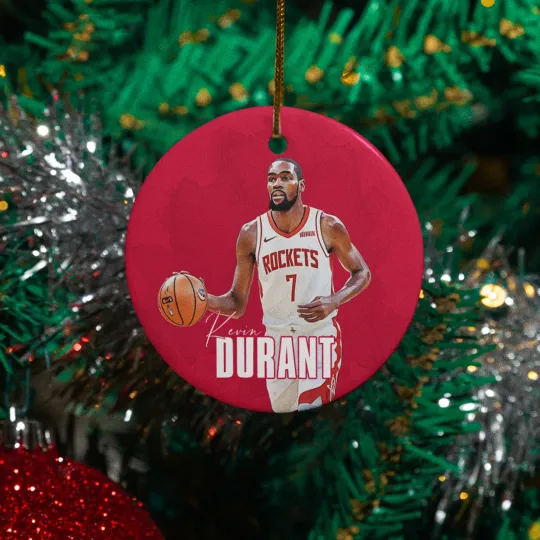 Kevin Durant #7 Fans Ceramic Christmas Ornament - Houston Tribute Keepsake Xmas