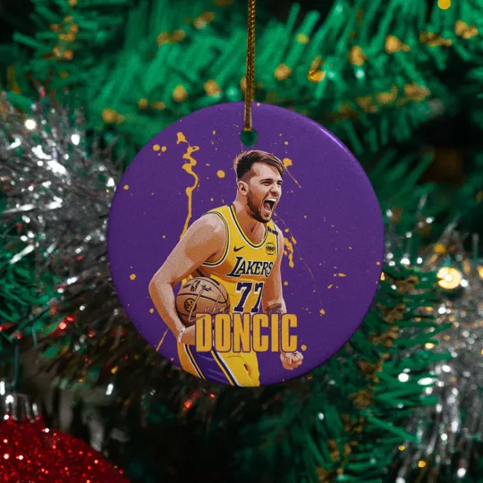 Luka #77 Fans Ceramic Christmas Ornament - Los Angeles Tribute Keepsake