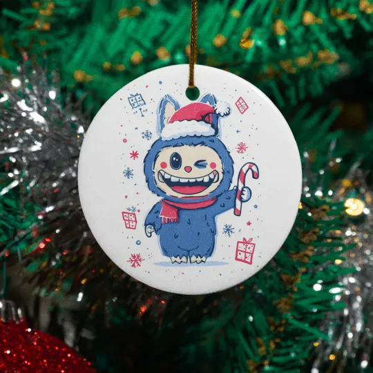 Discover Kawaii Creature Ceramic Xmas Ornament La Bubu Santa Bunny Monster Xmas Holiday