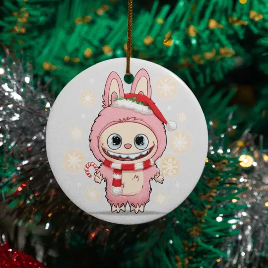 Discover Kawaii Creature Ceramic Christmas Ornament Holiday Pink La Bubu Monster Keepsake