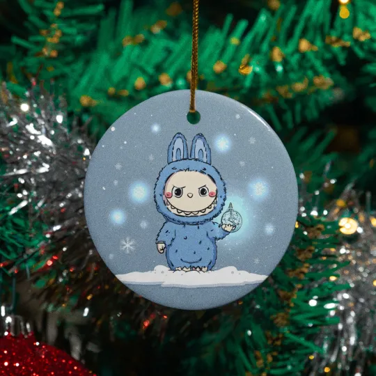 Discover Kawaii Creature Ceramic Xmas Ornament La Bubu Monster With Glowing Festive Charm
