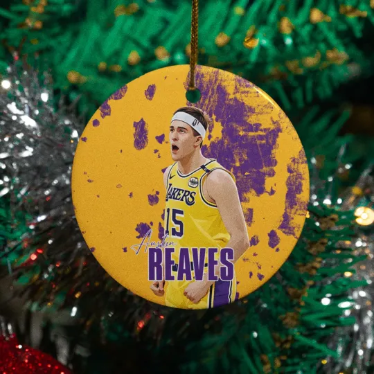 Discover Austin Reaves #15 Inspired Ceramic Christmas Ornament - La Fans Tribute Keepsake