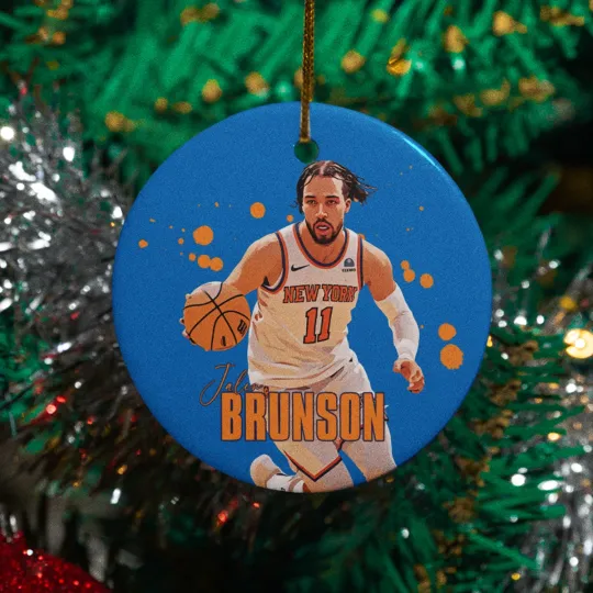 Discover Jalen Brunson #11 Fans Design Ceramic Christmas Ornament - New York Tribute Xmas