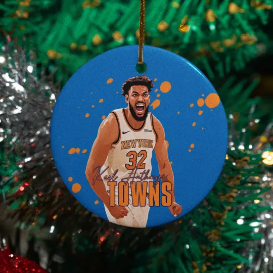 Discover Karl-Anthony Towns #32 Inspired Ceramic Xmas Ornament - New York Fans Tribute