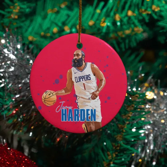 James Harden #1 Fans Ceramic Christmas Ornament - LA Sport Tribute Keepsake Xmas