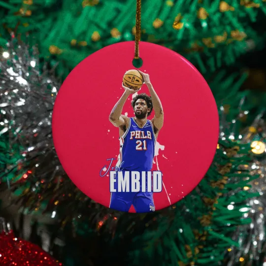 Discover Joel Embiid #21 Ceramic Christmas Ornament - Philly Sport Tribute Keepsake Xmas