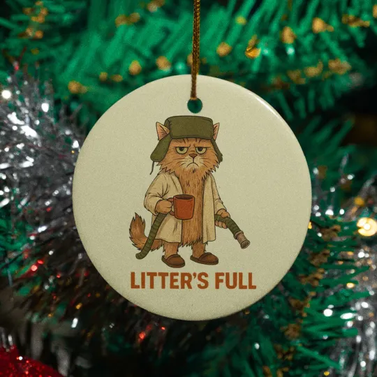Discover Christmas Vocation Cat Ceramic Ornament - Litter’s Full Vibes Holiday Keepsake
