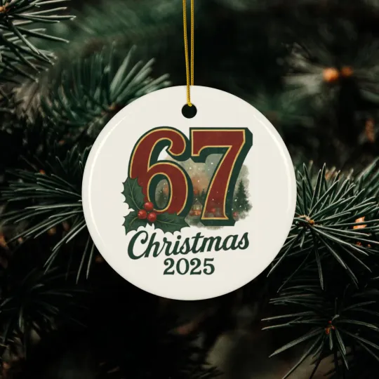 Discover 67 Teacher Gift Funny Christmas 2025 Ornament Six Seven Ceramic Funny Xmas Gift