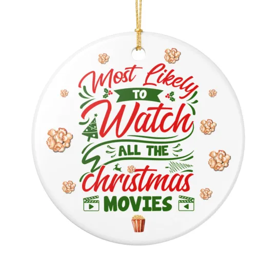 Discover Funny Christmas Movie Watcher Ceramic Ornament Festive Holiday Decor Gift