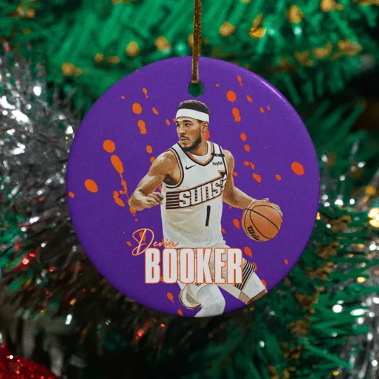 Devin Booker #1 Inspired Ceramic Christmas Ornament - Phoenix Tribute Keepsake