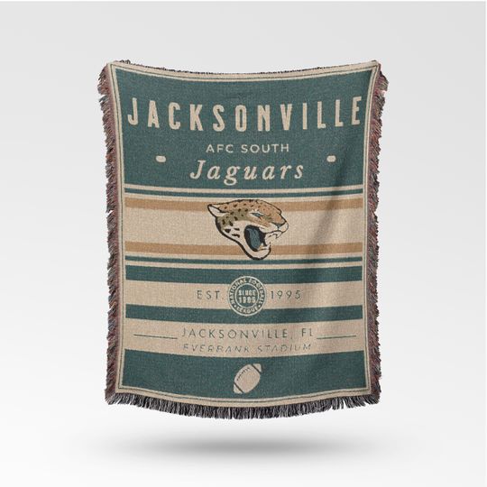 Discover Vintage Jacksonville Jaguars Woven Blanket / Retro Football Throw / football Team Decor / Classic Football Fan Gift