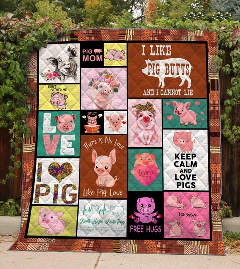 Discover Personalized There Is No Love Like Pig Love Quilt Blanket, Pig Christmas Fleece Blanket, Pig Bedding Blanket, Christmas Blanket.