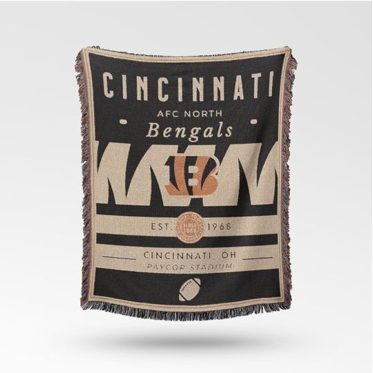 Discover Vintage Cincinnati Bengals Woven Blanket / Retro Football Throw / football Team Decor / Classic Football Fan Gift