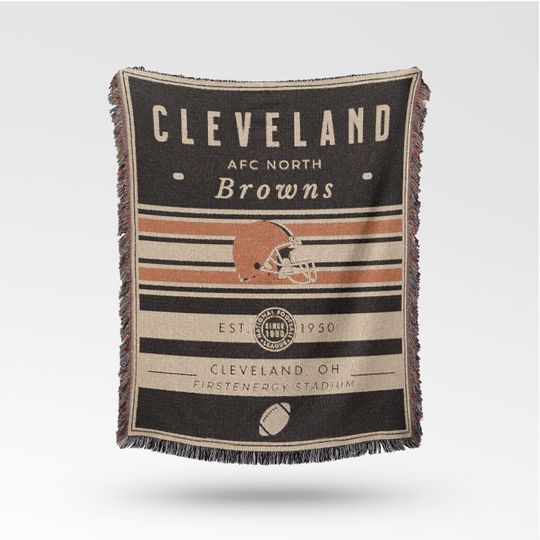 Vintage Cleveland Browns Woven Blanket - Retro Football Throw for Team Decor and Fan Gift