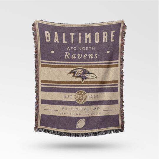 Vintage Baltimore Ravens Woven Blanket, Retro Football Throw, Team Decor, Classic Fan Gift