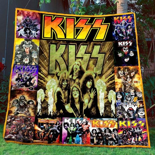 Kiss Band Quilt Blanket, Lover Kiss Blanket, Kiss Bedding Blanket, Halloween Blanket, Christmas Blanket.