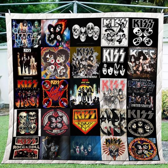 Kiss Band Quilt Blanket, Lover Kiss Blanket, Kiss Bedding Blanket, Halloween Blanket, Christmas Blanket.