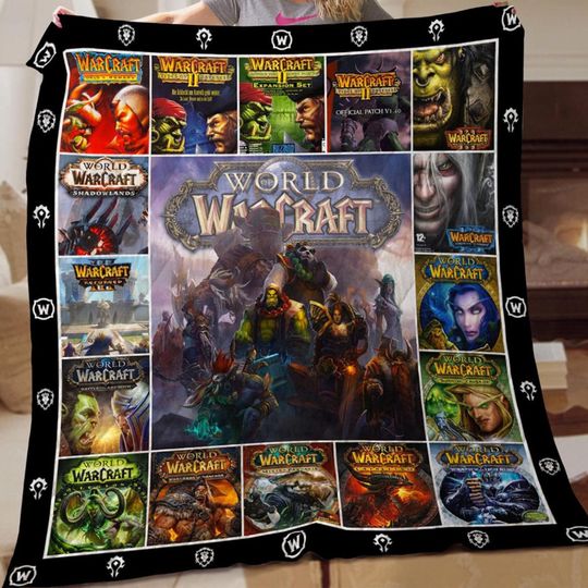 World Of Warcraft Quilt Blanket, Lover World Of Warcraft Blanket, Video Games Bedding Blanket, Christmas Blanket.