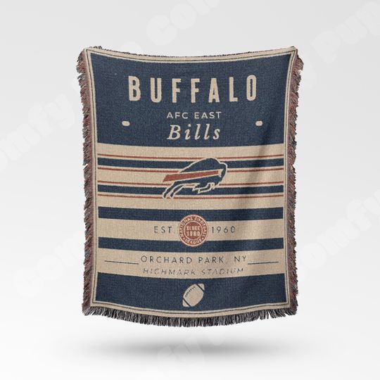 Vintage Buffalo Bills Woven Blanket - Retro Football Throw - Team Decor - Football Fan Gift