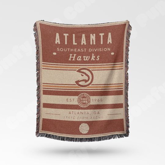 Discover Vintage Atlanta Hawks Woven Blanket - Retro NBA Basketball Throw for Fans