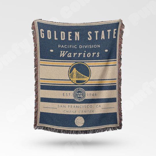 Vintage Golden State Warriors Woven Blanket - Retro NBA Basketball Throw - Team Decor & Fan Gift