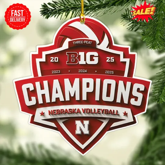 Discover Nebraska Cornhusker Women’s Volleyball 2025 Big Ten Champions Acrylic Ornament