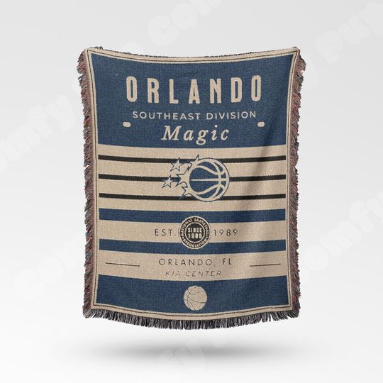 Discover Vintage Orlando Magic Woven Blanket, Retro NBA Team Decor, Basketball Fan Throw