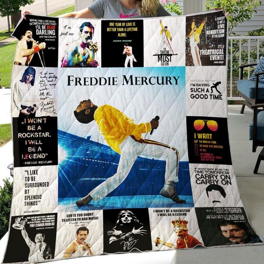 Discover Lover Freddie Mercury Quilt Blanket, Vintage Freddie Mercury Cozy Quilt Blanket, Bedding Blanket, Gift For Fans, Christmas Blanket.