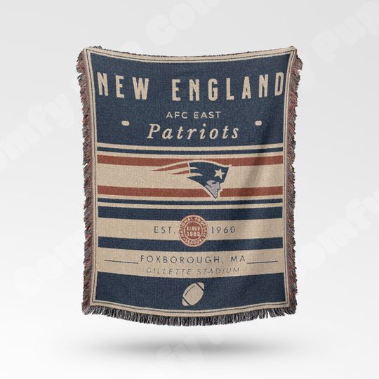 Vintage New England Patriots Woven Blanket - Retro Football Throw for Team Decor and Fan Gift