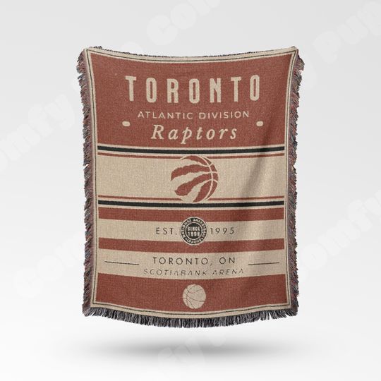 Discover Vintage Toronto Raptors Woven Blanket - Retro NBA Team Decor for Basketball Fans