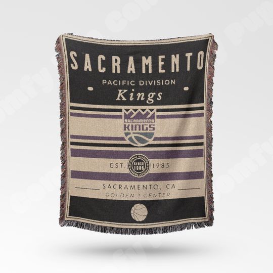Discover Vintage Sacramento Kings Woven Blanket / Retro Basketball Throw / NBA Team Decor / Classic Basketball Fan Gift