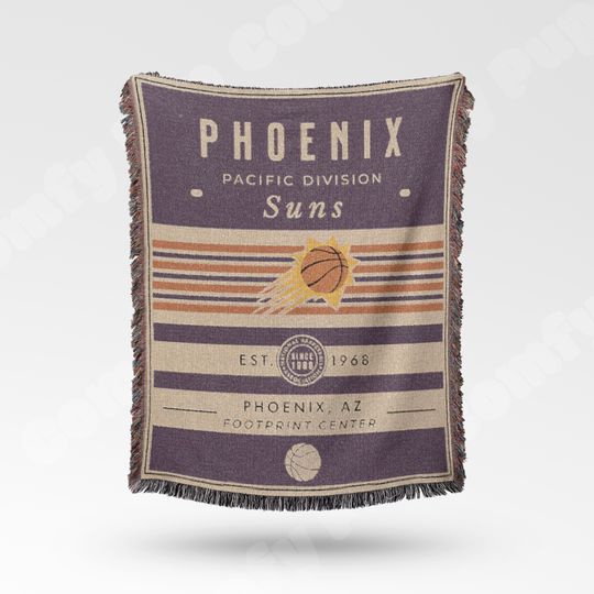 Discover Vintage Phoenix Suns Woven Blanket - Retro NBA Team Throw - Basketball Fan Decor
