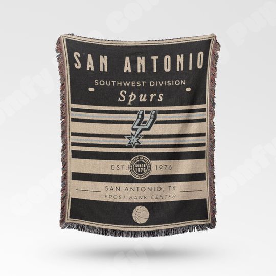 Discover Vintage San Antonio Spurs Woven Blanket, Retro NBA Basketball Throw, Team Decor for Fans