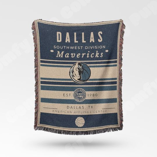 Vintage Dallas Mavericks Woven Blanket - Retro NBA Team Decor - Basketball Throw Gift