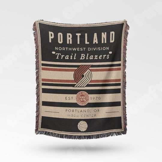 Discover Vintage Portland Trail Blazers Woven Blanket - Retro NBA Team Decor for Basketball Fans