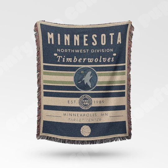 Vintage Minnesota Timberwolves Woven Blanket - Retro Basketball Throw for NBA Team Décor