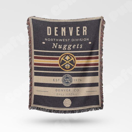 Vintage Denver Nuggets Woven Blanket, Retro NBA Basketball Throw, Team Decor, Classic Fan Gift