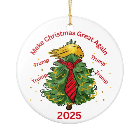 Trump Ceramic Christmas Ornament Make Christmas Great Again 2025 Xmas Keepsake