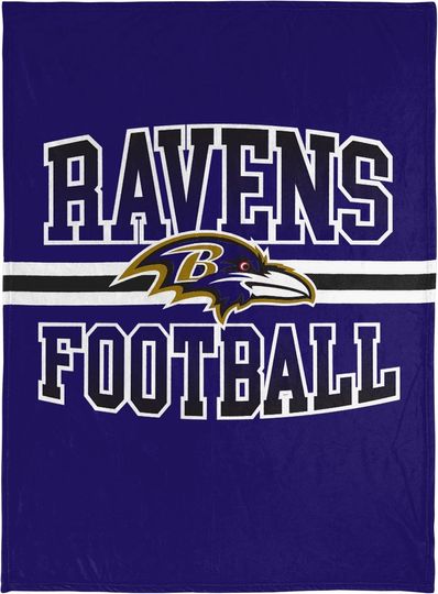 Baltimore Ravens Fleece Blanket Micro Raschel with Stripe Logo