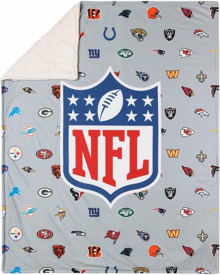Discover FOCO football Ultimate Football Fan All Team Logo Sherpa Blanket - 50"x60" - Soft Warm Cozy - Officially Licensed