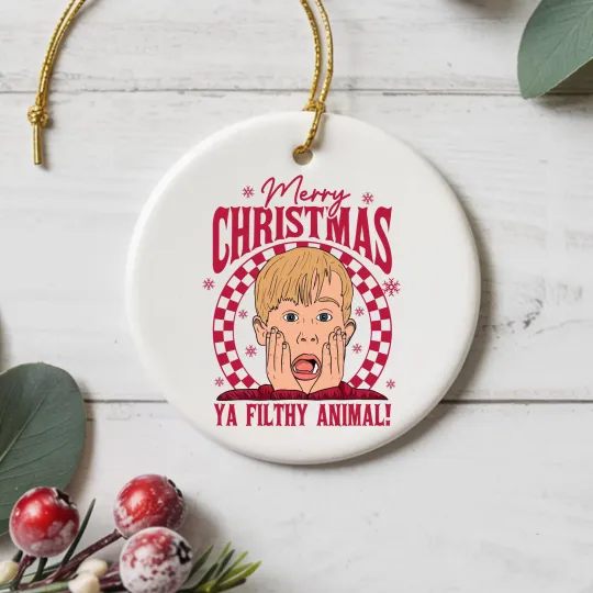 Merry Christmas Ya Filthy Animal Ceramic Xmas Ornament Gift Holiday Tree Decor