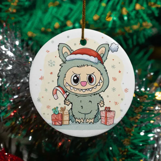Discover Kawaii Creature Ceramic Christmas Ornament Grumpy La Bubu Monster Holiday Gift