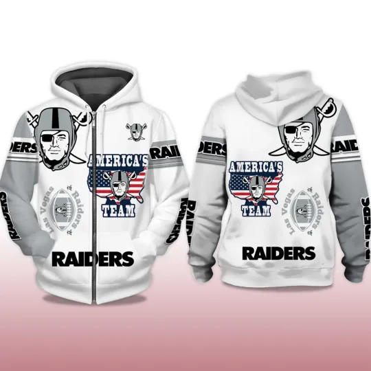 Discover Raiders America Team All Over Printed 3D Zipper Hoodie