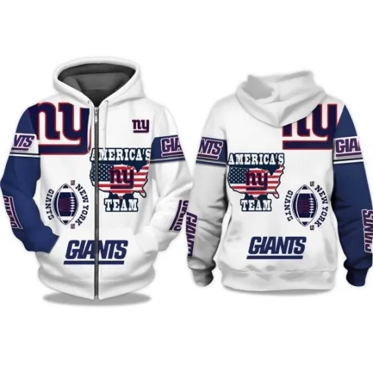 Discover Giants America Team All Over Printed 3D Zipper Hoodie