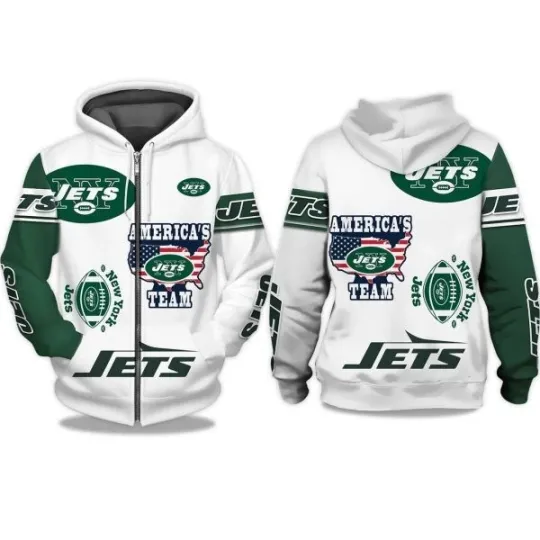 Discover Jets America Team All Over Printed 3D Zipper Hoodie