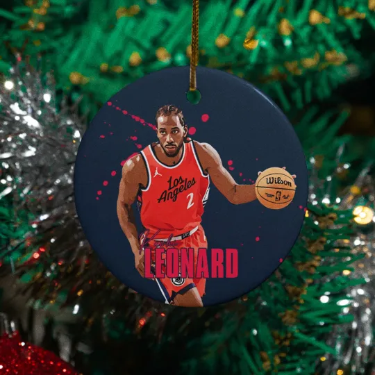 Discover Kawhi Leonard #2 Inspired Ceramic Christmas Ornament - LA Fans Tribute Keepsake